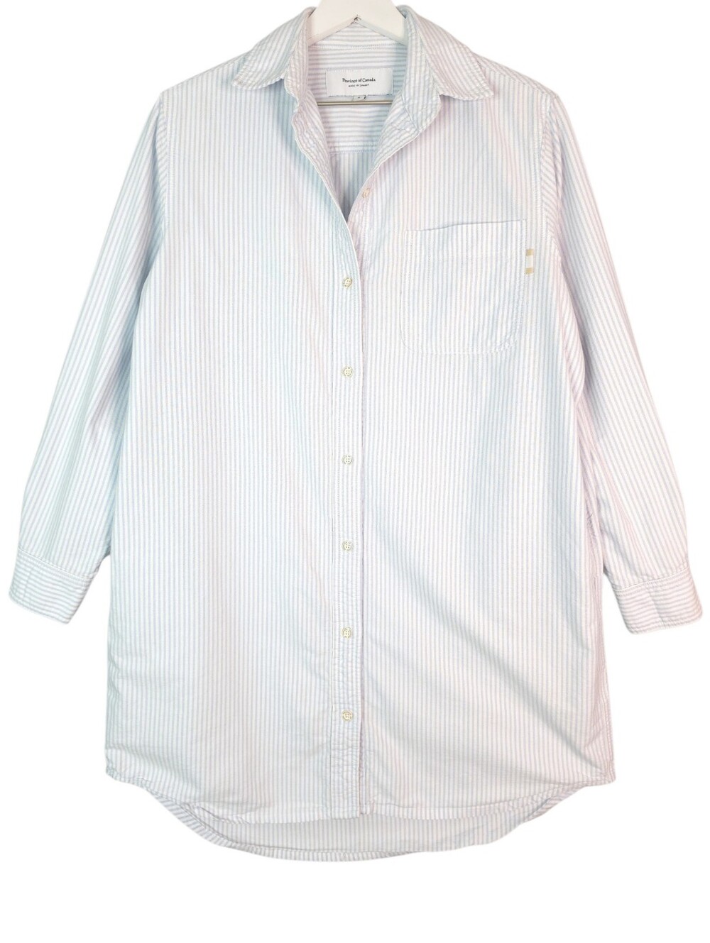 Province Of Canada Oxford Light Blue & White Stripe Button-Up Shirt Dress - Picture 2 of 11